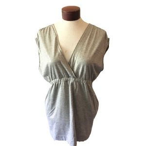 Metallic Silver Empire Waist V-Neck Calvin Klein